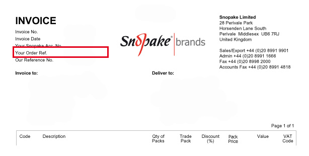 graphic snopake invoice