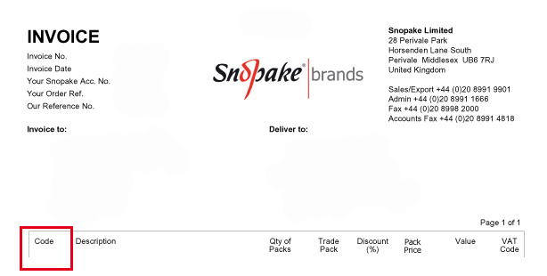graphic snopake invoice