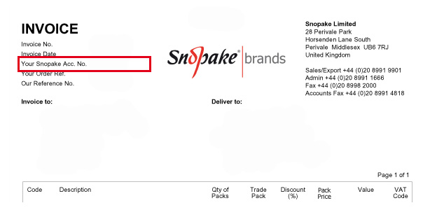 graphic snopake invoice