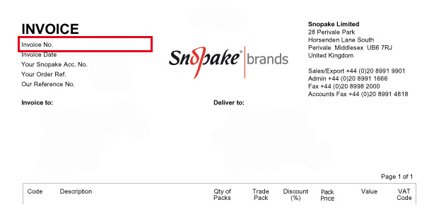 graphic snopake invoice